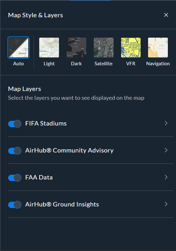 Map layers drawer
