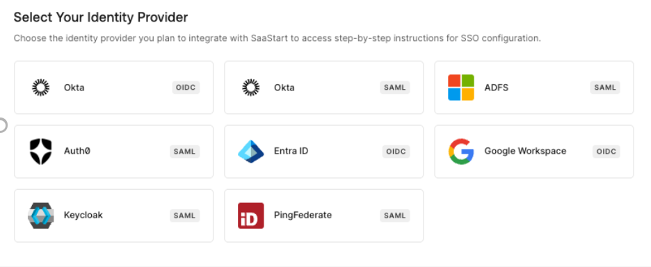 Select your identity provider